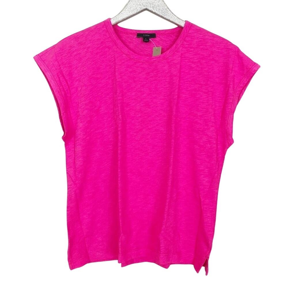 J. Crew Sweet Fuchsia Pink Drop Shoulder Tee Shirt NEW